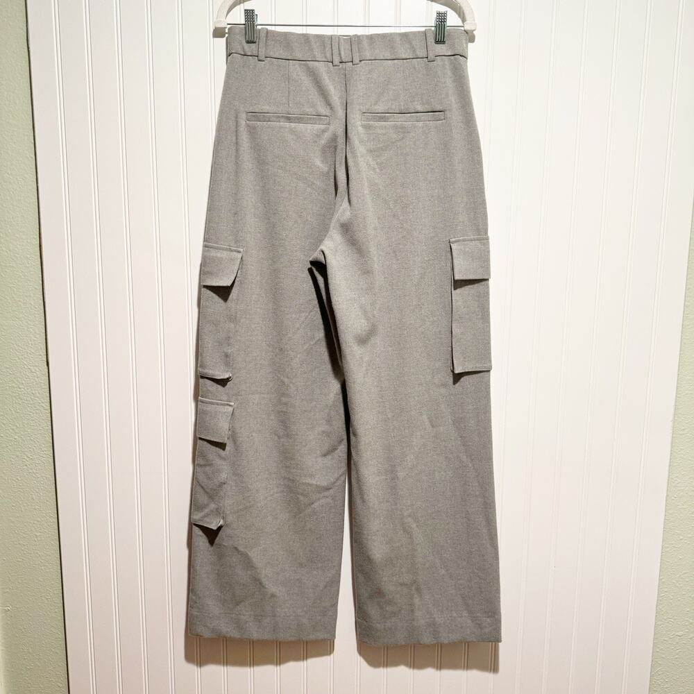 Abercrombie Fitch Gray Brushed Suiting Tailored Cargo Wide Leg Pants Size 8 - Picture 5 of 6